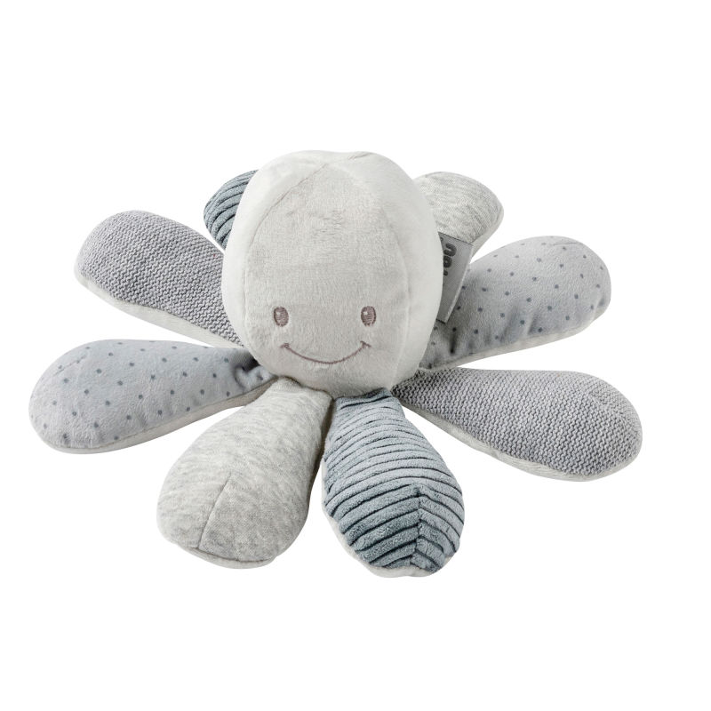  soft toy rattle octopuss grey 25 cm 